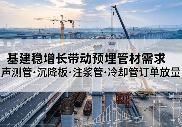 宿城基建稳增长带动预埋监测管材需求，声测管、沉降板、注浆管订单持续放量